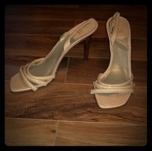 Stuart Weitzman Peach Leather Snake Sandal